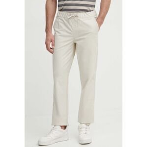 Nohavice Pepe Jeans PULL ON CUFFED SMART PANTS pánske, béžová farba, priliehavé, PM211687