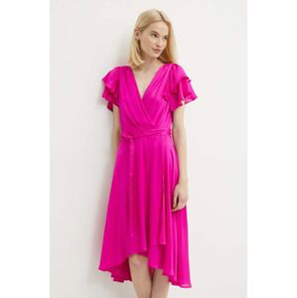 Šaty Dkny ružová farba, midi, áčkový strih, DD4AQ571