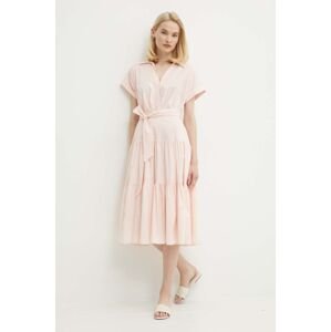 Šaty Lauren Ralph Lauren ružová farba, midi, áčkový strih, 250933392
