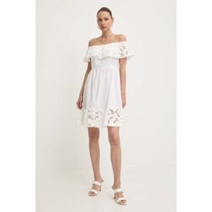 Bavlnené šaty Liu Jo biela farba, mini, áčkový strih