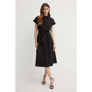 Bavlnené šaty Liu Jo čierna farba, midi, áčkový strih