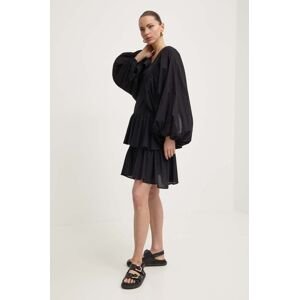 Bavlnené šaty Liu Jo čierna farba, mini, áčkový strih