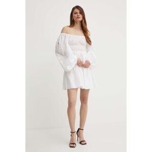 Bavlnené šaty Pinko biela farba, mini, áčkový strih, 103731 A1XP