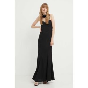 Šaty Blugirl Blumarine čierna farba, maxi, rovný strih, RA4122.T1942