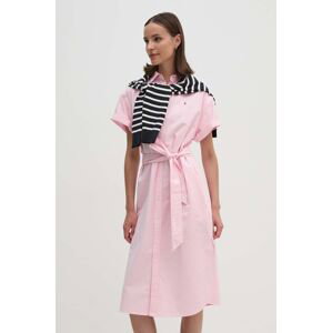 Bavlnené šaty Polo Ralph Lauren ružová farba,midi,rovný strih,211935153
