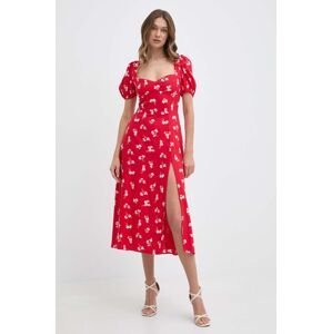 Šaty Bardot GILLIAN červená farba, midi, áčkový strih, 59235DB