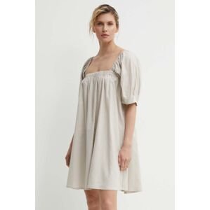 Ľanové šaty Gestuz béžová farba, mini, áčkový strih, 10909293