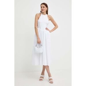 Bavlnené šaty Bardot KYLEN biela farba, maxi, áčkový strih, 59251DB