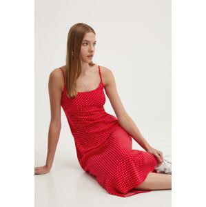 Šaty Hollister Co. červená farba, midi, rovný strih