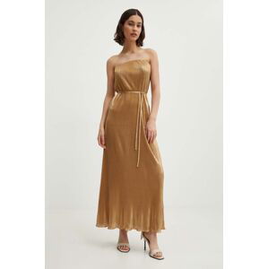 Šaty Never Fully Dressed zlatá farba, maxi, rovný strih, NFDDR1401