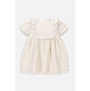 Detské bavlnené šaty Coccodrillo béžová farba, mini, áčkový strih
