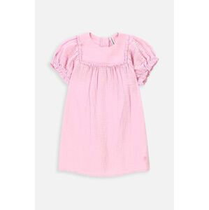 Dievčenské bavlnené šaty Coccodrillo ružová farba, mini, áčkový strih