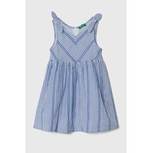 Dievčenské bavlnené šaty United Colors of Benetton midi, áčkový strih
