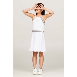 Dievčenské šaty Tommy Hilfiger biela farba, mini, rovný strih