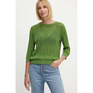 Bavlnený sveter United Colors of Benetton zelená farba, tenký