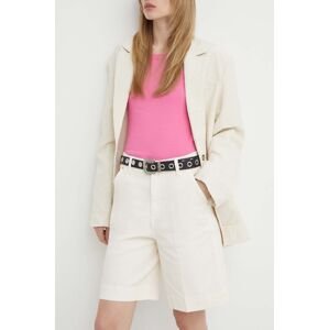 Rifľové krátke nohavice BA&SH TODD dámske, béžová farba, jednofarebné, vysoký pás, 1E24TODD