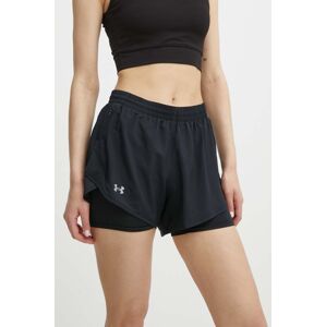 Bežecké šortky Under Armour Fly By čierna farba, jednofarebné, vysoký pás