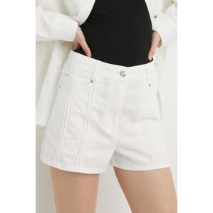 Bavlnené šortky IRO biela farba, jednofarebné, vysoký pás
