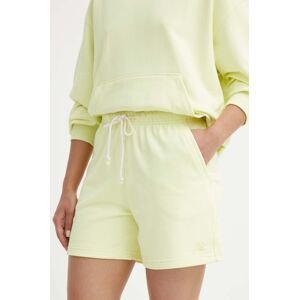 Bavlnené šortky New Balance zelená farba, jednofarebné, vysoký pás, WS41508LLT