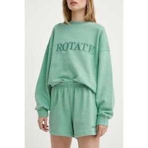 Bavlnené šortky Rotate zelená farba, jednofarebné, vysoký pás