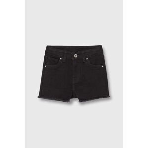Detské rifľové krátke nohavice Pepe Jeans A-LINE SHORT HW JR čierna farba, jednofarebné, nastaviteľný pás