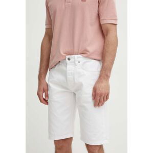 Rifľové krátke nohavice Pepe Jeans RELAXED SHORT pánske, biela farba, PM801079TC0