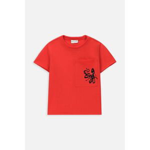 Detské bavlnené tričko Coccodrillo červená farba, s potlačou