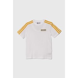 Detské bavlnené tričko adidas Originals biela farba, s nášivkou