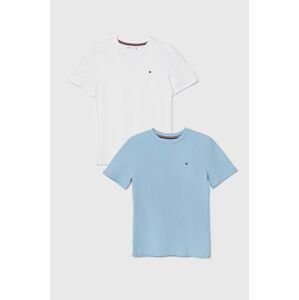 Detské bavlnené tričko Tommy Hilfiger 2-pak tmavomodrá farba, jednofarebný