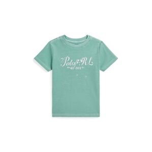 Detské bavlnené tričko Polo Ralph Lauren zelená farba, s potlačou, 322941991001