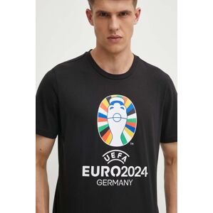 Tričko adidas Performance Euro 2024 pánsky, čierna farba, s potlačou, IT9291