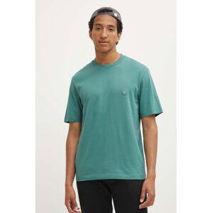 Bavlnené tričko Hugo Blue pánsky, zelená farba, jednofarebný
