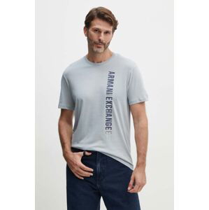 Bavlnené tričko Armani Exchange pánsky, šedá farba, s potlačou