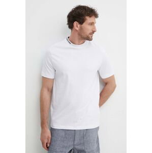 Bavlnené tričko United Colors of Benetton pánsky, biela farba, jednofarebný