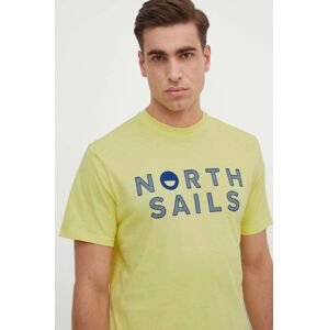 Bavlnené tričko North Sails pánske, žltá farba, s nášivkou, 692973