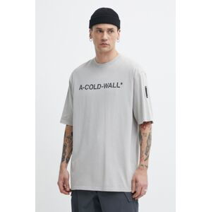 Bavlnené tričko A-COLD-WALL* Overdye Logo T-Shirt pánske, šedá farba, s potlačou, ACWMTS186