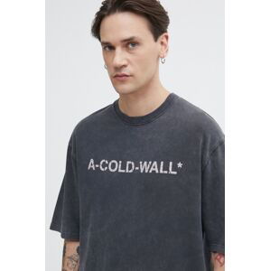 Bavlnené tričko A-COLD-WALL* Overdye Logo T-Shirt pánske, čierna farba, s potlačou, ACWMTS186
