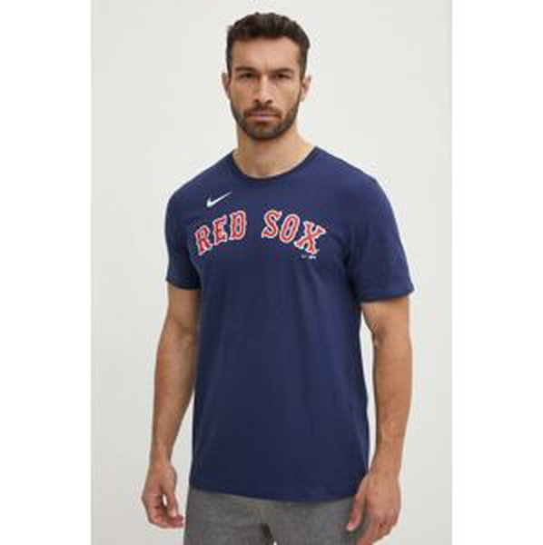Bavlnené tričko Nike Boston Red Sox pánske, tmavomodrá farba, s potlačou