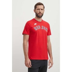 Bavlnené tričko Nike Boston Red Sox pánske, červená farba, s potlačou