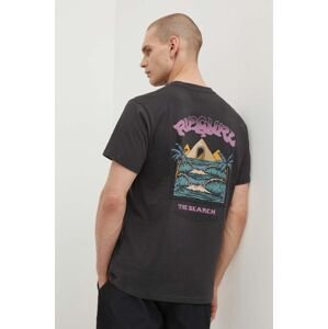 Bavlnené tričko Rip Curl pánsky, čierna farba, s potlačou