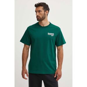 Bavlnené tričko Reebok Brand Proud pánske, zelená farba, s potlačou, 100076384