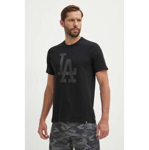 Bavlnené tričko 47 brand MLB Los Angeles Dodgers pánske, čierna farba, s potlačou, BB012TEMIME601215JK