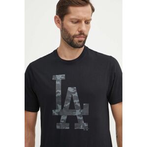 Bavlnené tričko 47 brand MLB Los Angeles Dodgers pánske, čierna farba, s potlačou, BB012TEMECH608510JK