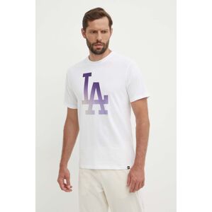 Bavlnené tričko 47 brand MLB Los Angeles Dodgers pánske, biela farba, s potlačou, BB012TEMECH618800WW