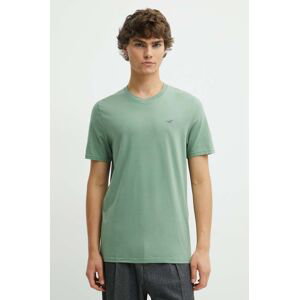 Bavlnené tričko Hollister Co. pánsky, zelená farba, jednofarebný