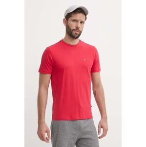Bavlnené tričko Napapijri SALIS pánske, červená farba, jednofarebné, NP0A4H8DR251