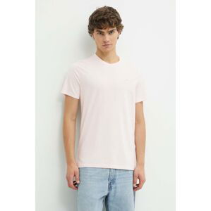 Bavlnené tričko Hollister Co. pánske, ružová farba, jednofarebné, KI324-4089