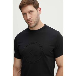 Bavlnené tričko Karl Lagerfeld pánske, čierna farba, s nášivkou, 542225.755084