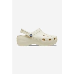 Šľapky Crocs Classic Platform Clog 206750.BONE-CREAM, dámske, béžová farba, na platforme