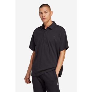 Bavlnené polo tričko adidas Originals Essentials HR8677-black, čierna farba, jednofarebné